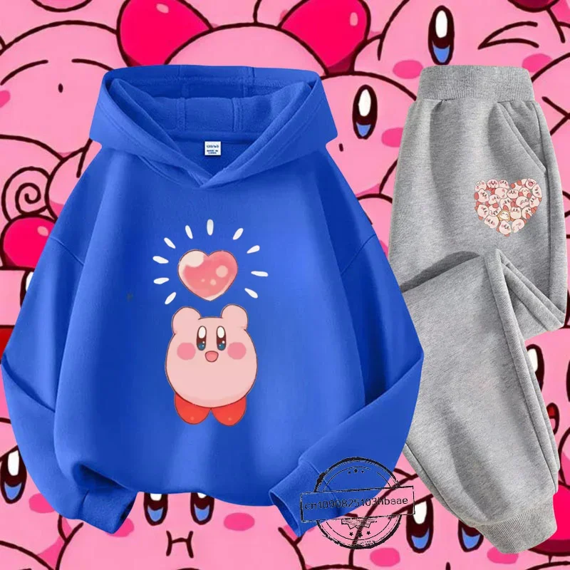 Kirby Autumn and winter long sleeve new children\'s cartoon cartoon printed hoodie set girls Harajuku casual style sweatshirt top