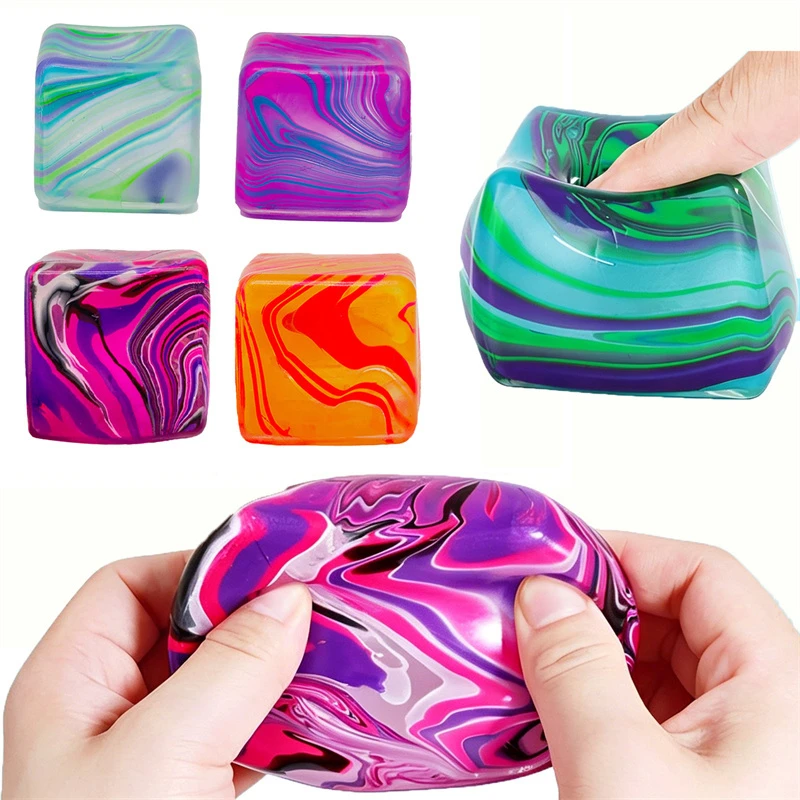 

Needoh Marble Swirl Nice Sensory Cube Maltose Sensory Squishy Toy Slow Rising Anxiety Relief Hand Exercise Ball for Adults Gift