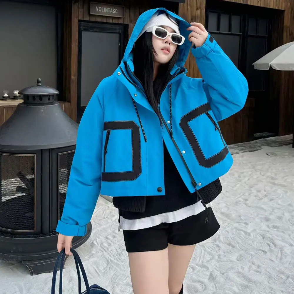 2025年冬 ダックダウンコート レディース ショート丈 フード付きパーカー ハケット 取り外し可能なインナー付き ツーピース アウターウェア