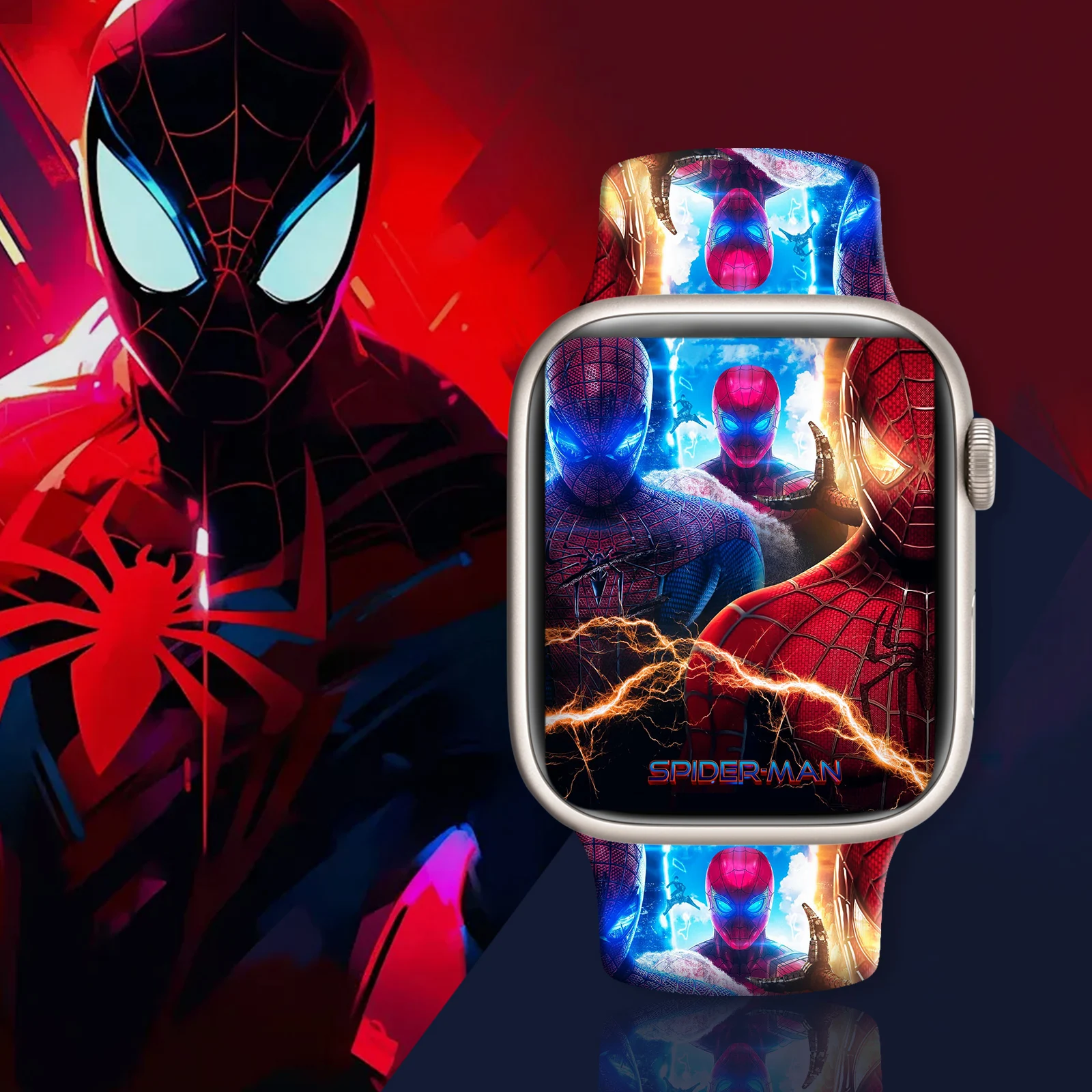 Subtle Spider-Man Printed Strap for Apple Watch 11 10 9 8 SE Silicone Band for iWatch 46mm 44mm 42mm 41mm Replaceable Watchband