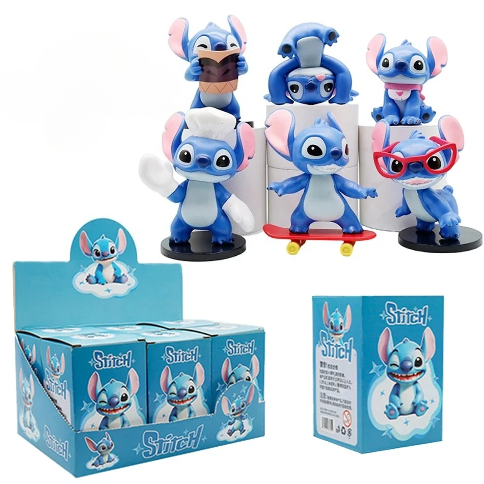 ตุ๊กตาการ์ตูนสติทช์ แอคชั่นฟิกเกอร์ กล่องสุ่ม ของเล่นสะสม ตกแต่งโต๊ะทำงาน ของขวัญสำหรับเด็ก
