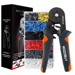 Hexagonal Self-Adjustable Ratchet Ferrule Crimping Tool Kit 23-10AWG 0.25-6mm² Crimper Kit with 400-2000pcs Wire Terminals