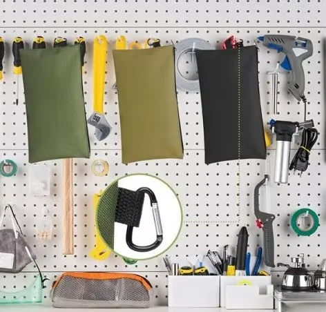 with Carabiner Tool Zipper Pouch Multi-Function Waterproof Tools Organizer Wide Open Design Oxford Fabric