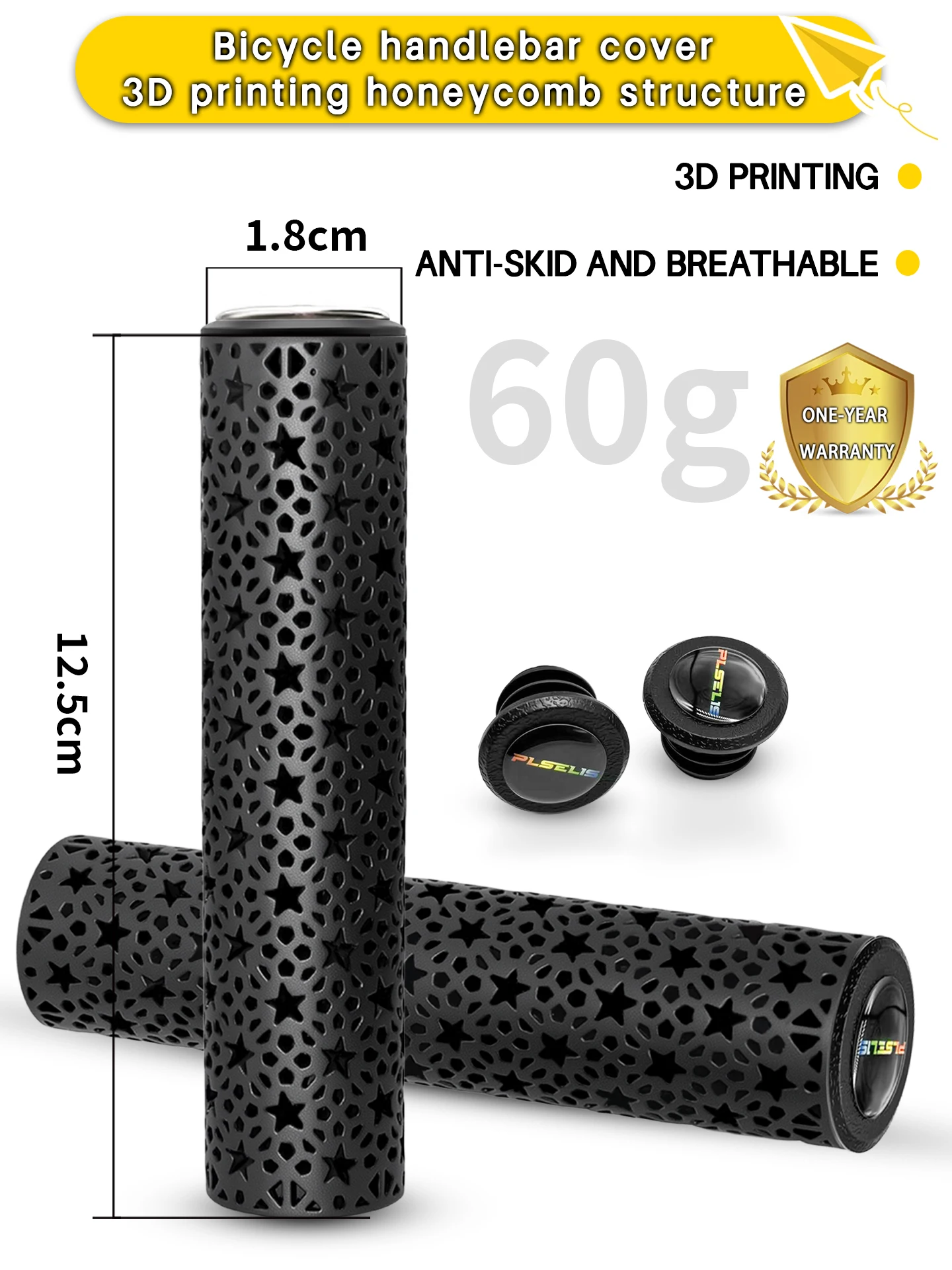 AliExpress plselis Plelis3d printed honeycomb bicycle handlebar, shock-proof mountain bicycle handlebar protective cover, bicycle accessories.