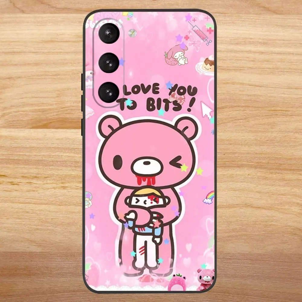 Gloomy Bear Cute Phone Case For Samsung S23,23,22,30,21,10,9,Note20 Ultra,Lite,Ultra,5G,Plus,FE,Black Soft Case