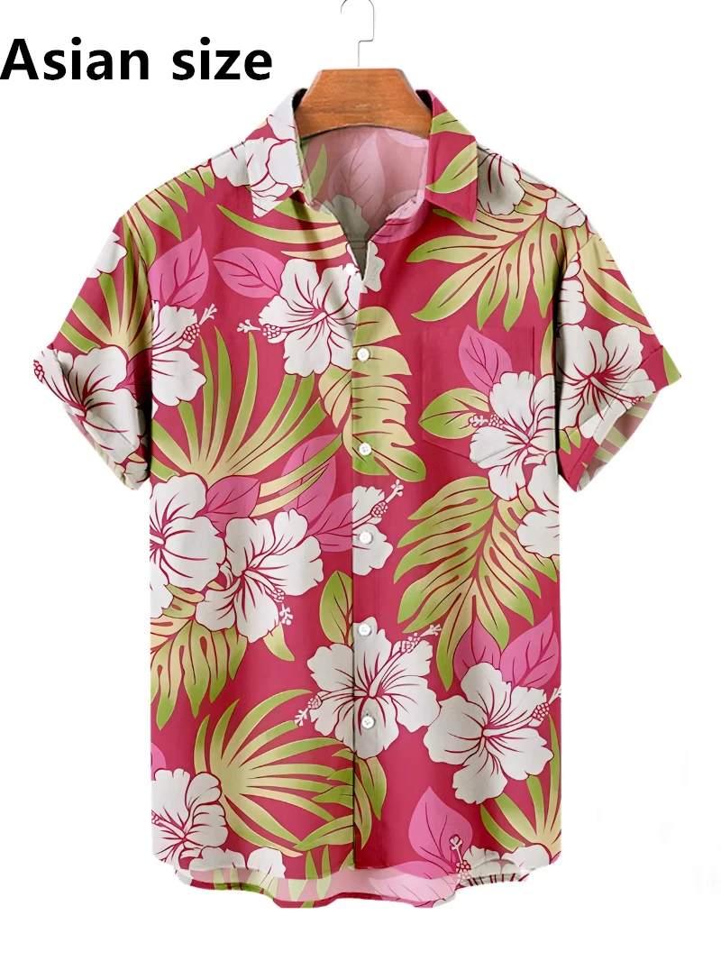 

Retro Summer Men's Flower Hawaiian Shirts Casual Vacation Short Sleeve Shirts Button Up Shirt Fashion Steetwear For Men Clothing