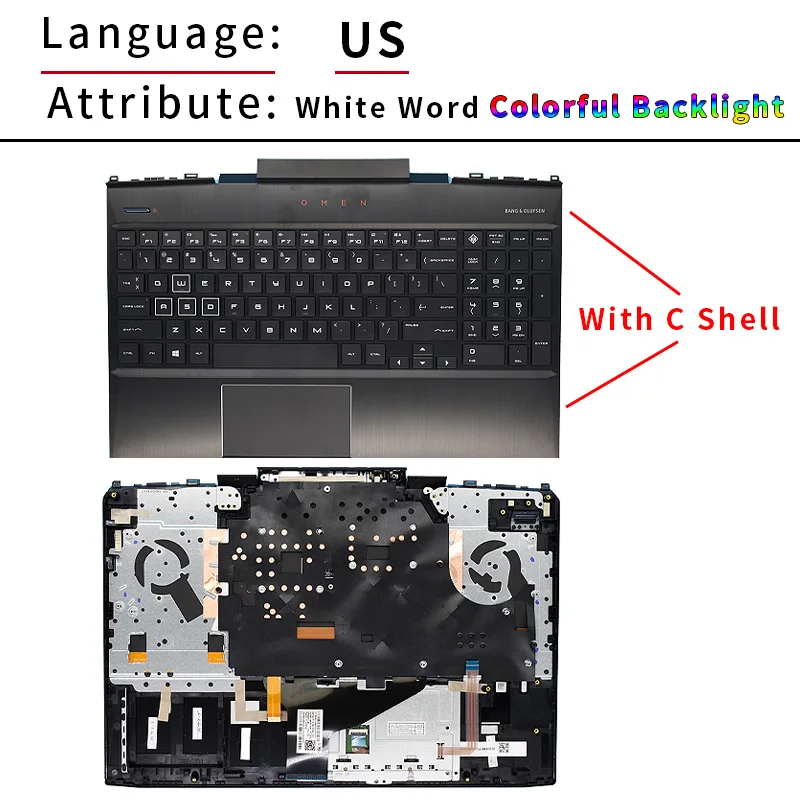 Teclado Original para ordenador portátil con retroiluminación, para HP Omen 15-DC 15-DC1018ca 15-DC1008ca/0108TX 15-dc000 TPN-Q211, EE. UU., ruso, TPN-C143