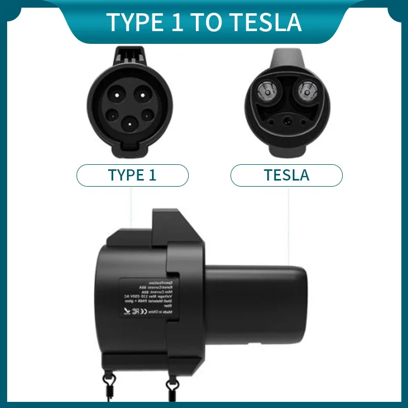 EVONIC Type 1 to Tesla EV Charging  Adapte Electric Car Charging Connector AC 240V 80A Car Accessories For Tesla Model X/Y/3/S