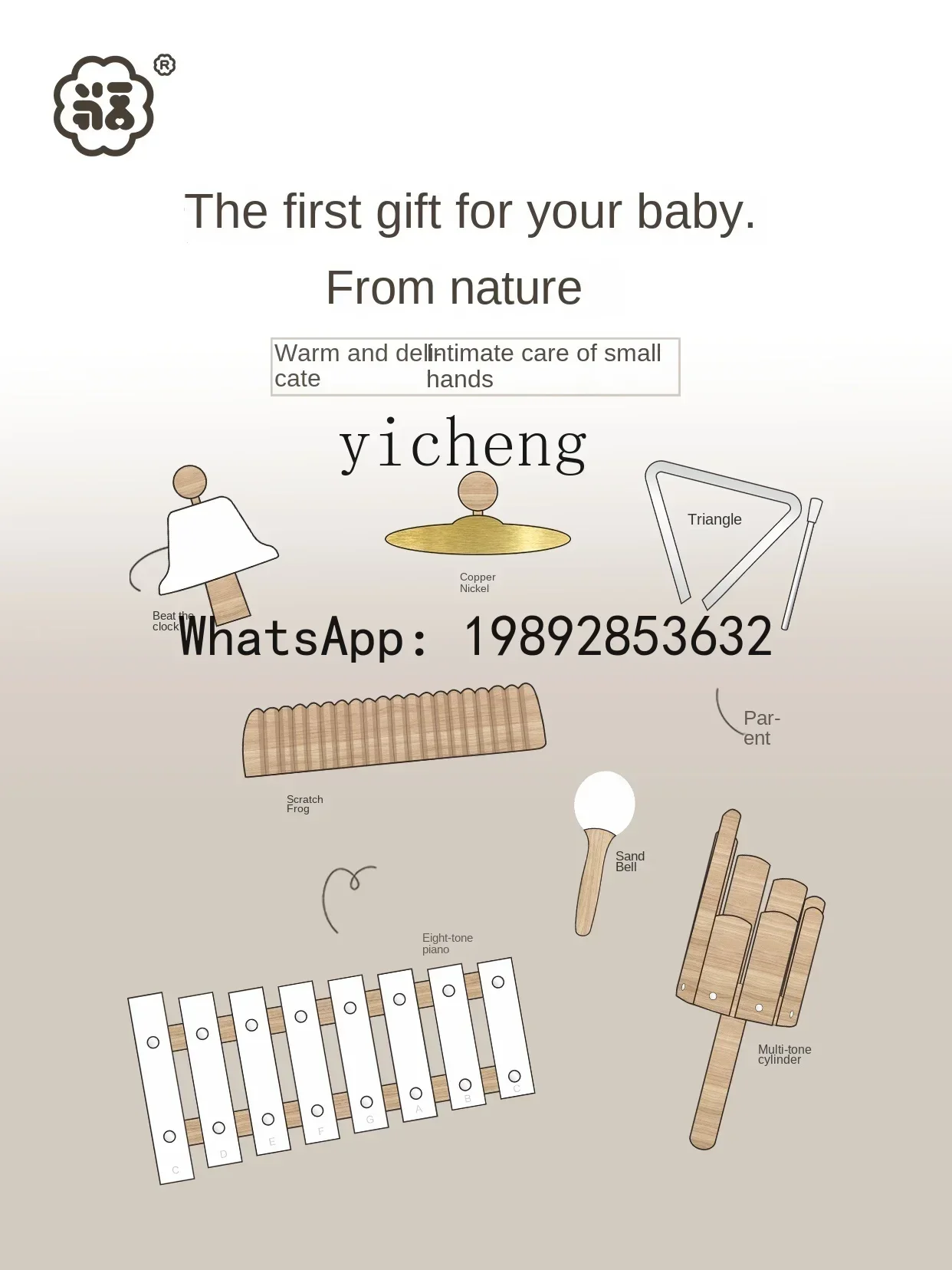 AG 신생아 아기 어린이 나무 핸드벨 음악 테이블 장난감 새해 생일 선물 오르프