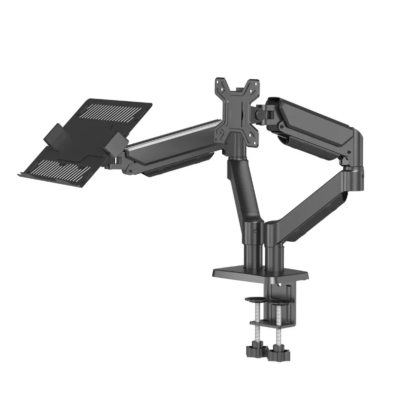 

Двухрычажная подставка для монитора из легированной стали с газовой пружиной, нагрузка до 9 кг, вращение на 360°, для дисплеев 13-32 дюймов, с подставкой для ноутбука - В наличии