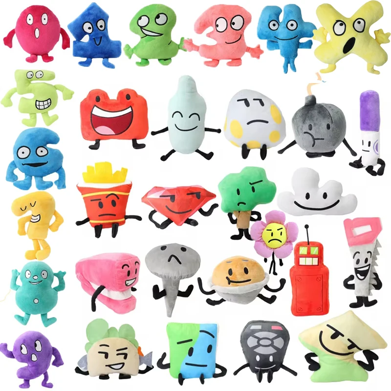 New BFDI Battle For Dream Island Plush Toy Stuffed Doll Soft Animal X Numbers Blintz Block Marker Pen Stapler French Fries Gifts