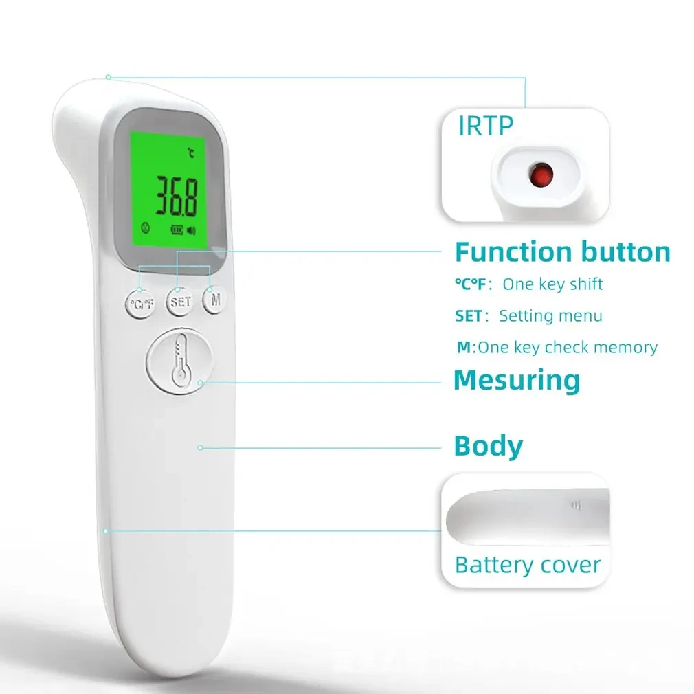 Thermometer Baby Adult Non-Contact Digital Temperature Alarm Thermometer Forehead Indoor Infrared Multi-function Thermometer