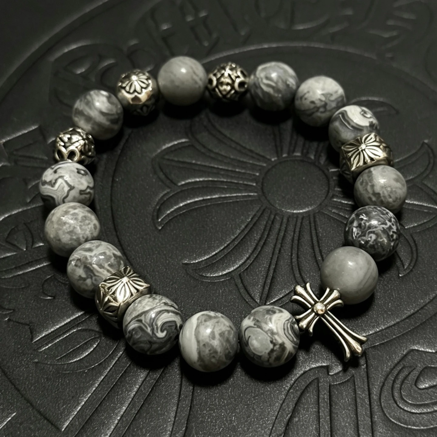 S925 sterling silver charm retro and old antique cross couple charm bracelet CH elegant light luxury accessories