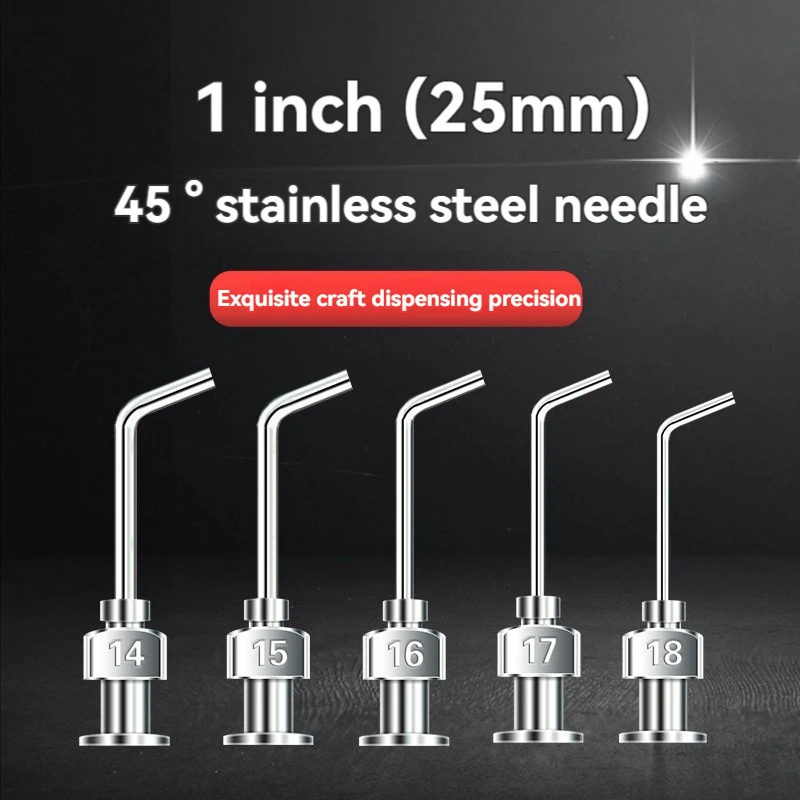 Agulha de Seringa de 45 Graus Bent Metal Dispensing Needle Dispenser Acessórios Aço Inoxidável