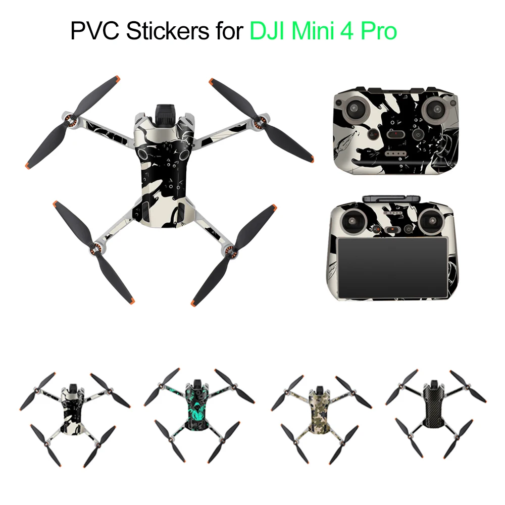 PVC Sticker Drone Decals for DJI Mini 4 Pro Stickers Protective Film Waterproof RC 2 Remote Cover Skin Mini 4 Pro Accessories