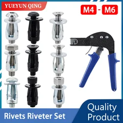 50 Stuks Bloemblad Vorm Metalen Klinknagels Jack Moer Met Klinkmachine Pistool Gereedschapspaneel Klem Slot Expansie Schroef Licentie Fix Rivnut M4 M5 M6