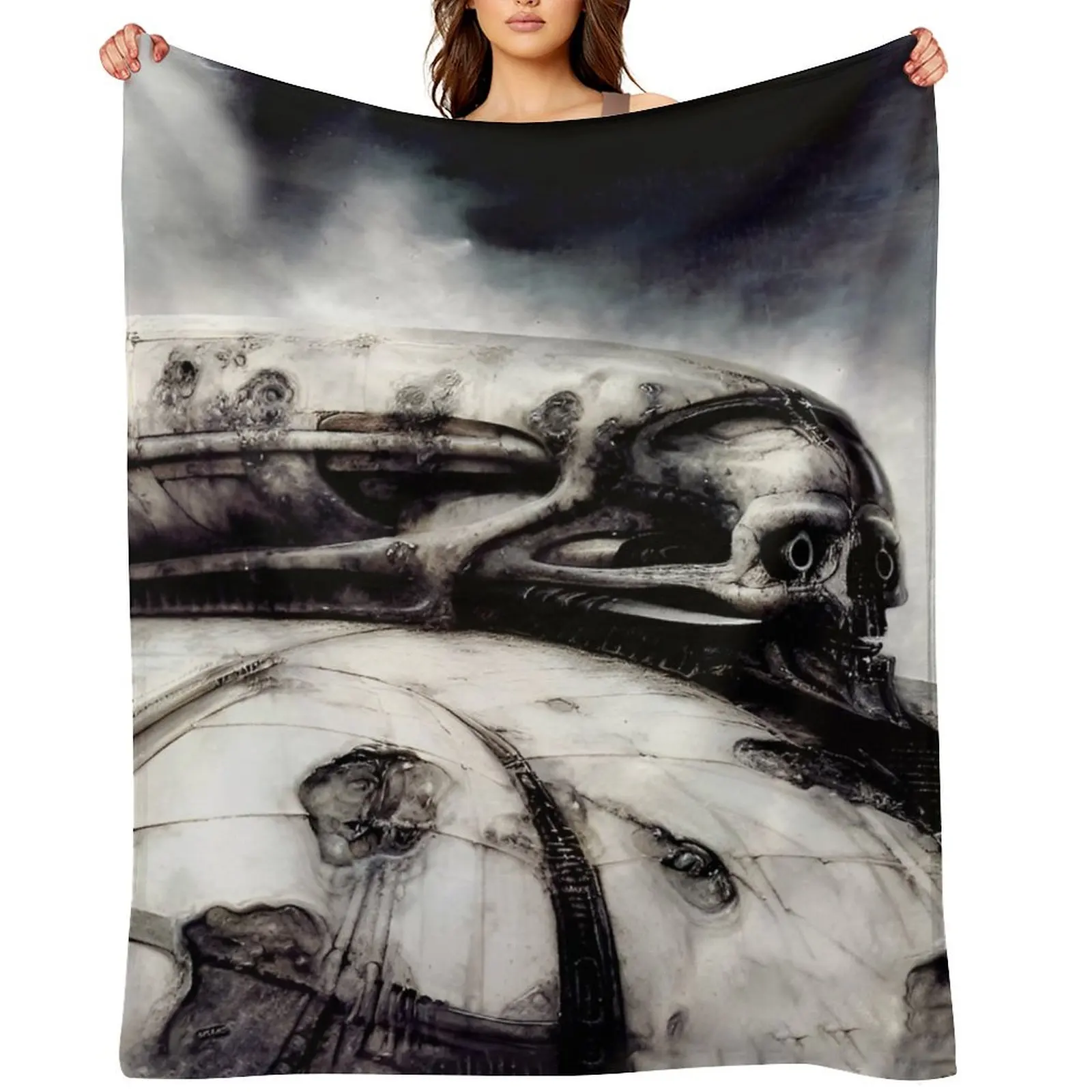 

HR Giger Steampunk Skull Throw Blanket Extra Large Throw wednesday Beautifuls Baby Blankets