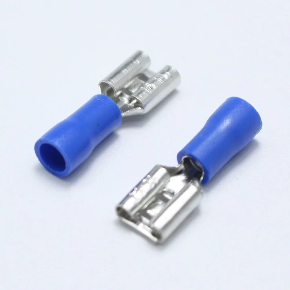 10pair 4.8mm Spade Crimp Terminal 4.8 Male Female Pre Insulated Blue Electrical Connectors for 16- 14AWG Wire /1.5-2.5mm2 Cable