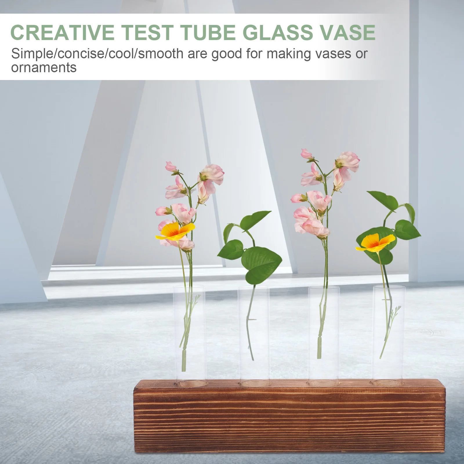 

1 set 1 Set Water Propagation Vase Transparent Glass Wood Planter For Home Office Decor Desktop Plant Holder Tabletop Hydroponic