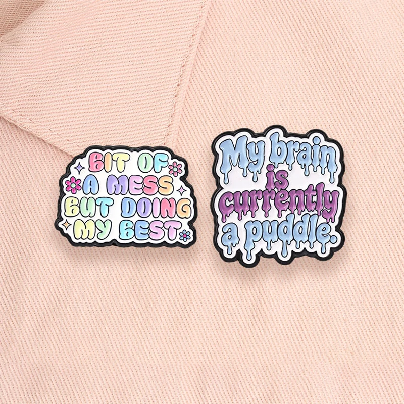 ADHD Mental Health Enamel Pins Halloween Ghost Coffee Cup Social Anxiety Feminist Girl Power Judge Lawyer Duck Badge Jewelry Gif 5