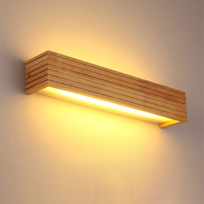 Nordic Simple Modern Wood Art Wall Lamp Living Room Stairs Aisle Lighting Japanese Solid Wood Bedroom Bed Dresser Wall Light