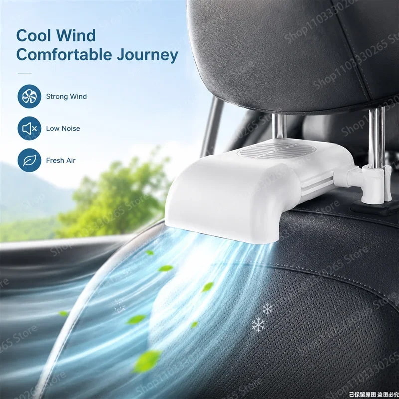 Universal Car Headrest Cooling Fan Low Noise Strong Wind Back Seat Air Circulator Auto Summer Interior Accessory