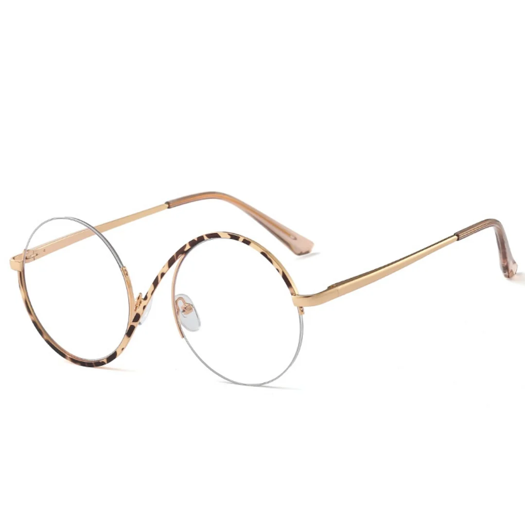A pair of pc metal half-frame optical anti-blue glasses, female comfortable flat mirror can be equipped with myopia glasses.