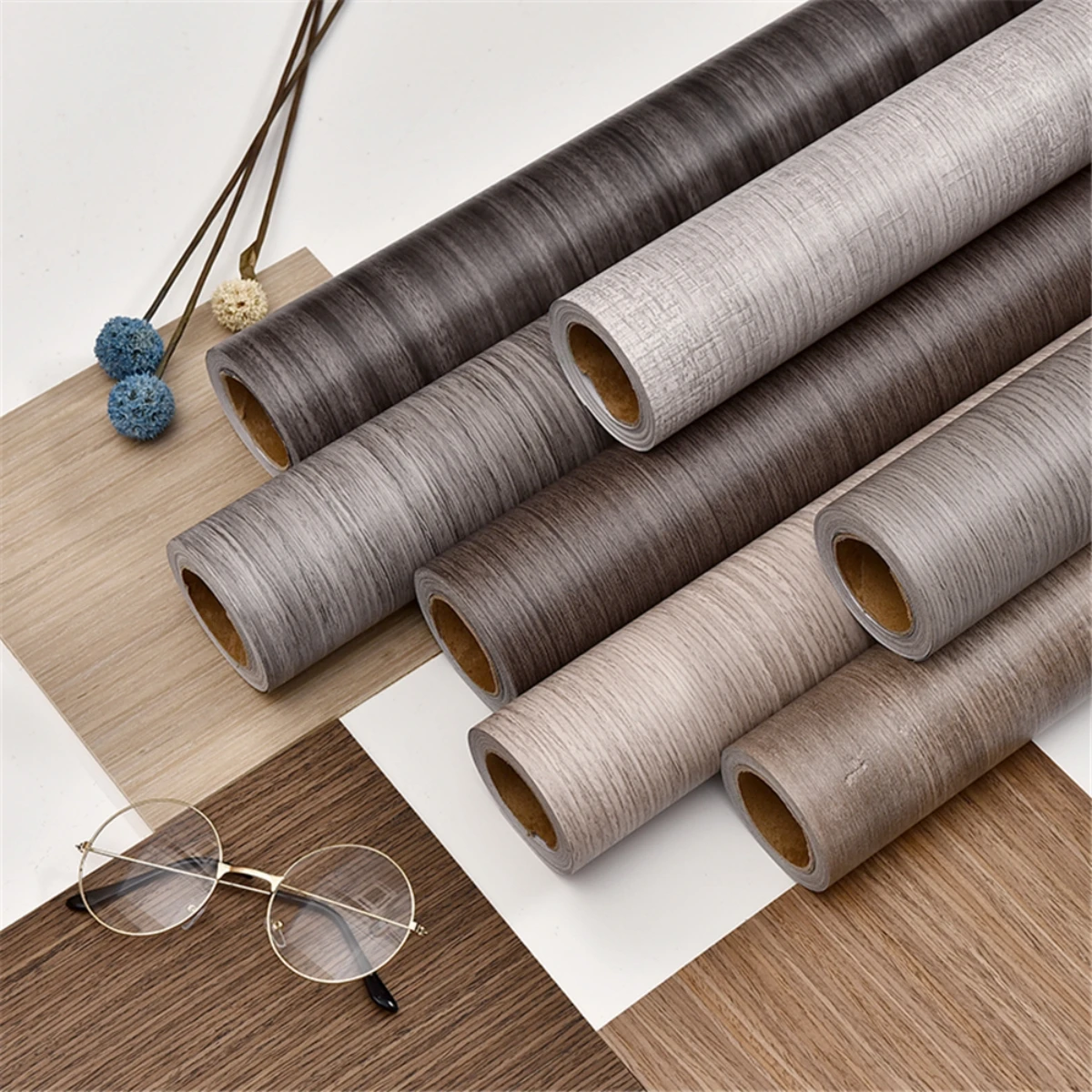6M Waterproof Self Adhesive Vinyl Wallpapers Roll Furniture Cabinets PVC Decorative Film Wood Grain Stickers for DIY Home Decor