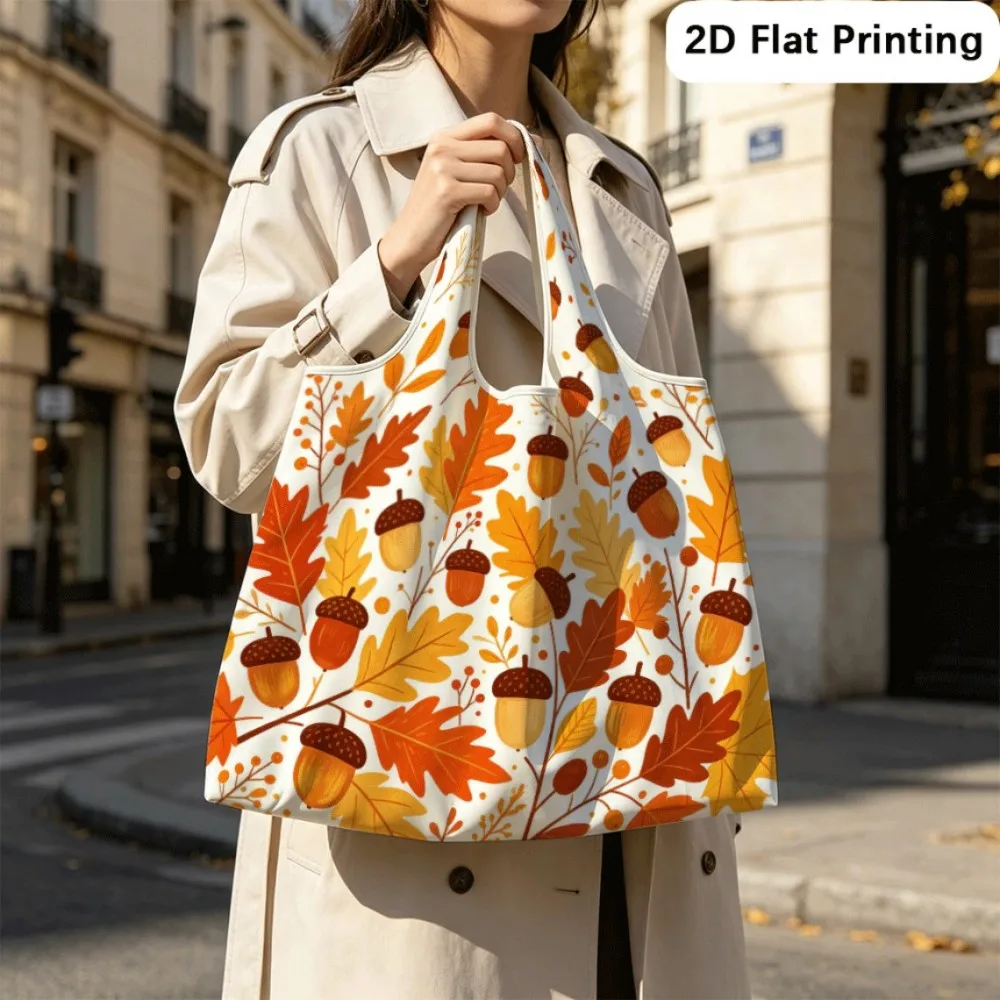 Autumn Acorn Light foldable shoulder tote, ideal for students, shopping and short trips.