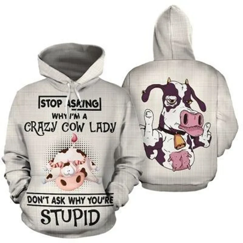 

STOP ASKING CRAZY COW 3D Full Over Print Hoodie Men Sweatshirt Unisex Streetwear Pullover Casual Jacket Tracksuits