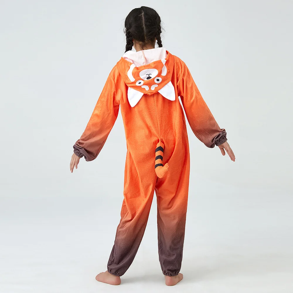 Rode Panda Kostuums Voor Kinderen Halloween Cosplay Jumpsuit Draaien Rood Kostuum Mei Jumpsuit