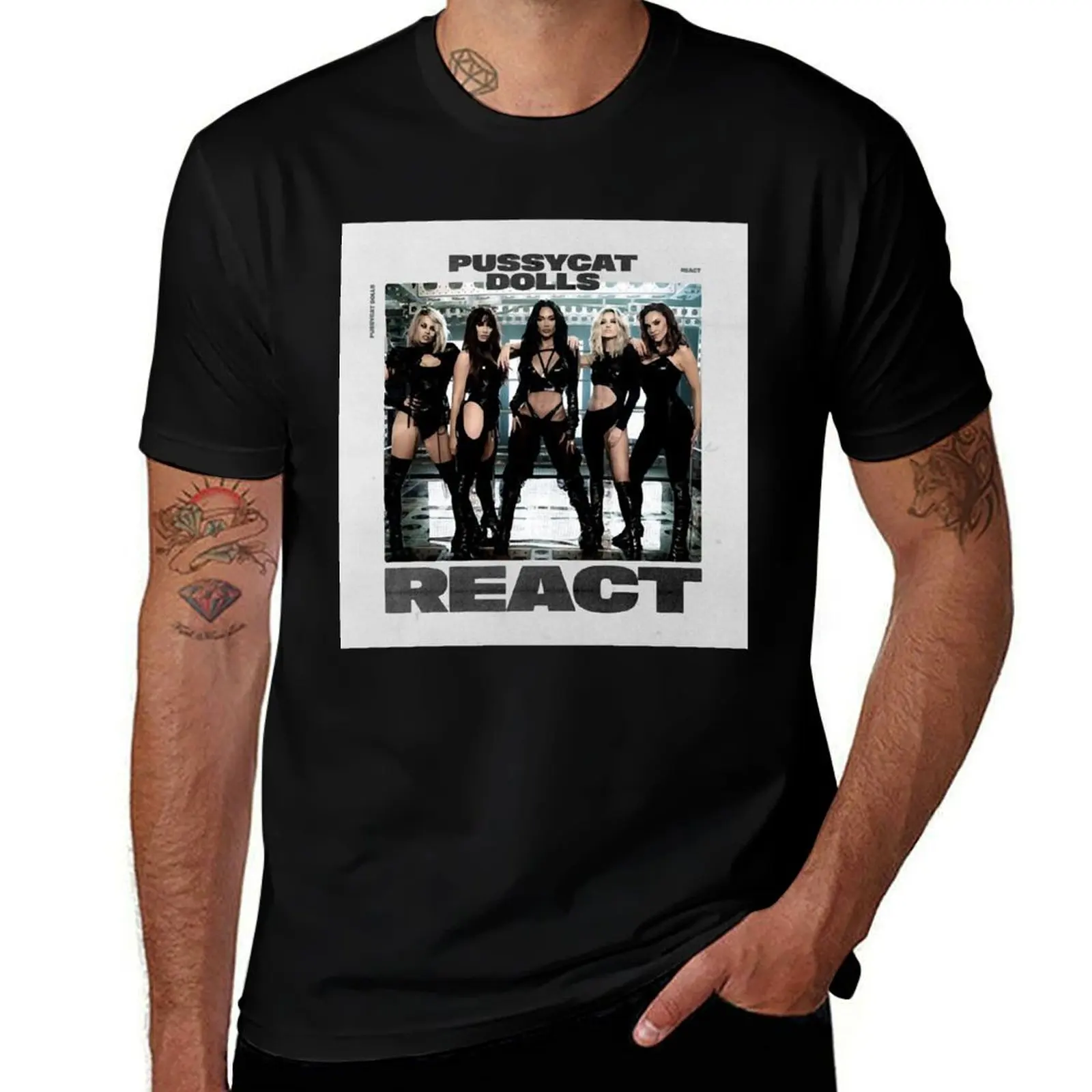 Pussycat-Dolls Funny Reacts T-Shirt Breathable Sportswear for Men T-Shirt