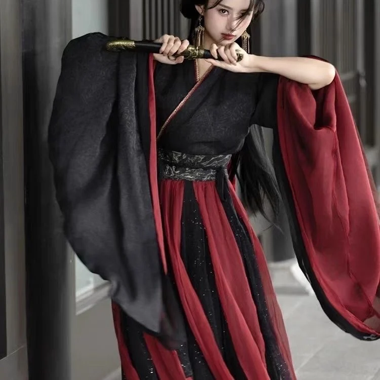 

NT77 New Hanfu Women's Chivalrous Ancient Suit Adult Cloud Shirt Same Style Antique Ru Skirt Warring States Robe Winter