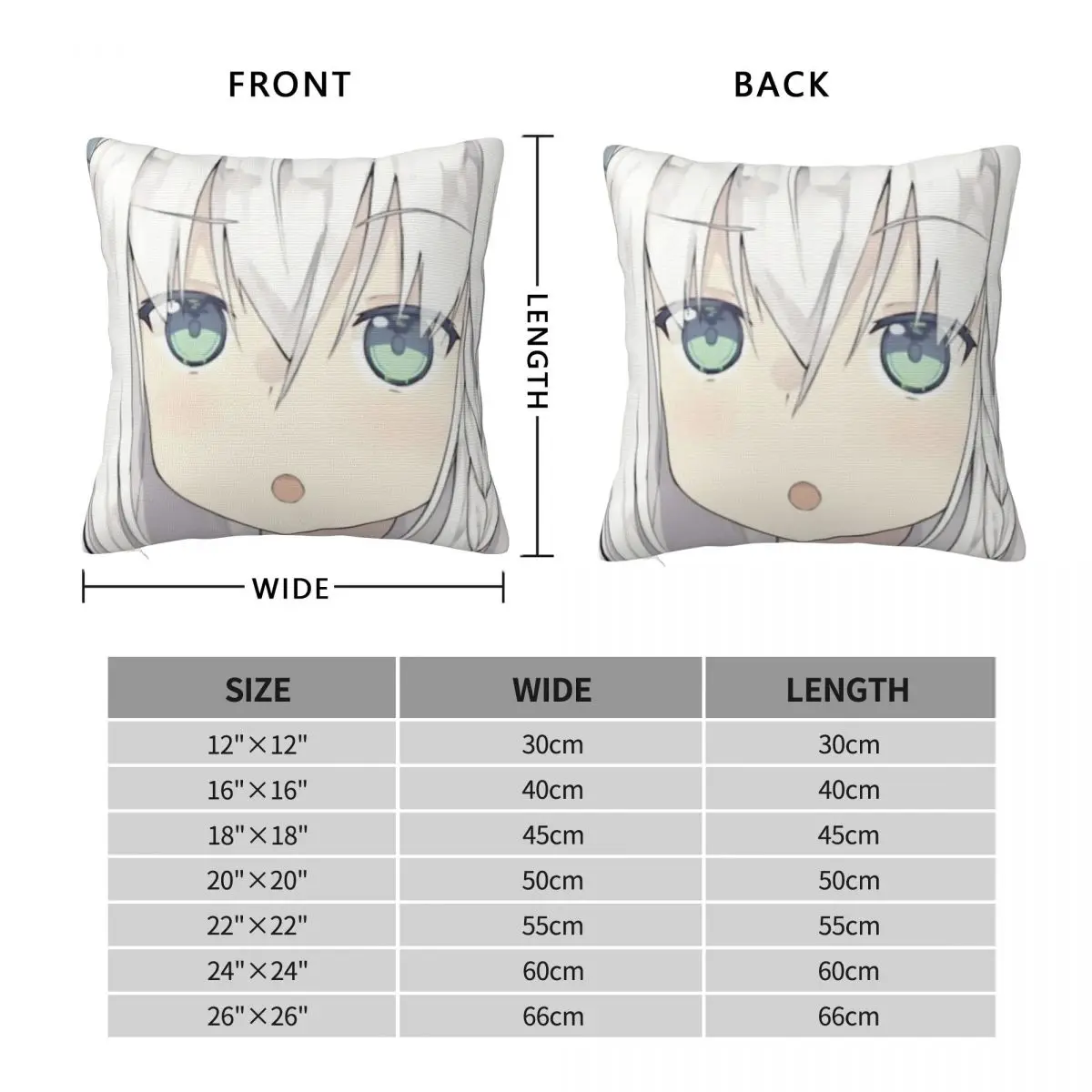 Shirakami Fubuki Fox Girl Face Pillowcase Polyester Linen Velvet Printed Zip Decor Pillow Case Sofa Cushion Cover