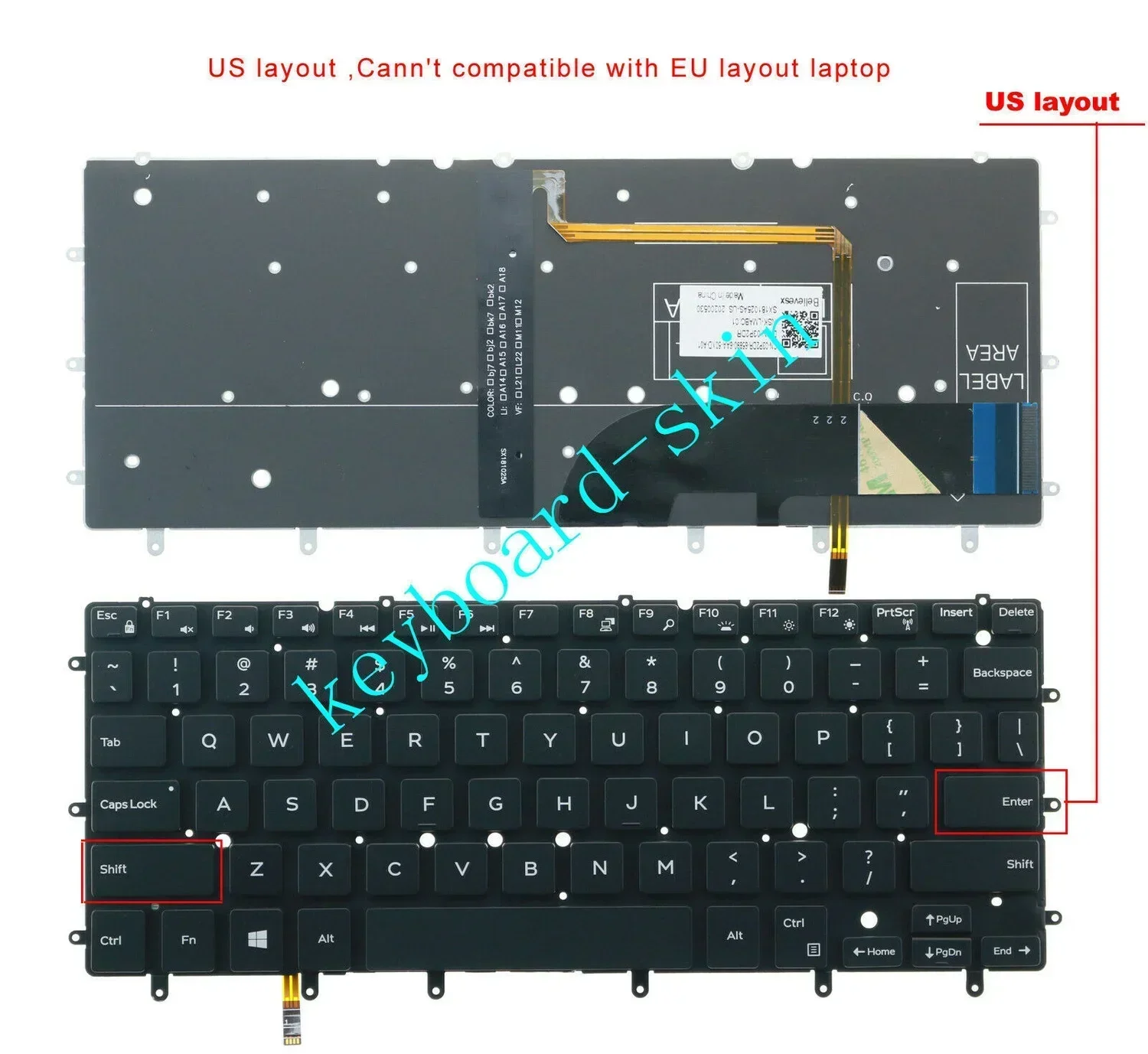 New US Keyboard Backlit For Dell Inspiron P57G P57G001 P41F P41F001 XPS P54G 0DKDXH NSK-LS0BW 490.01V07.0D01 04XVX6 DKDXH Laptop