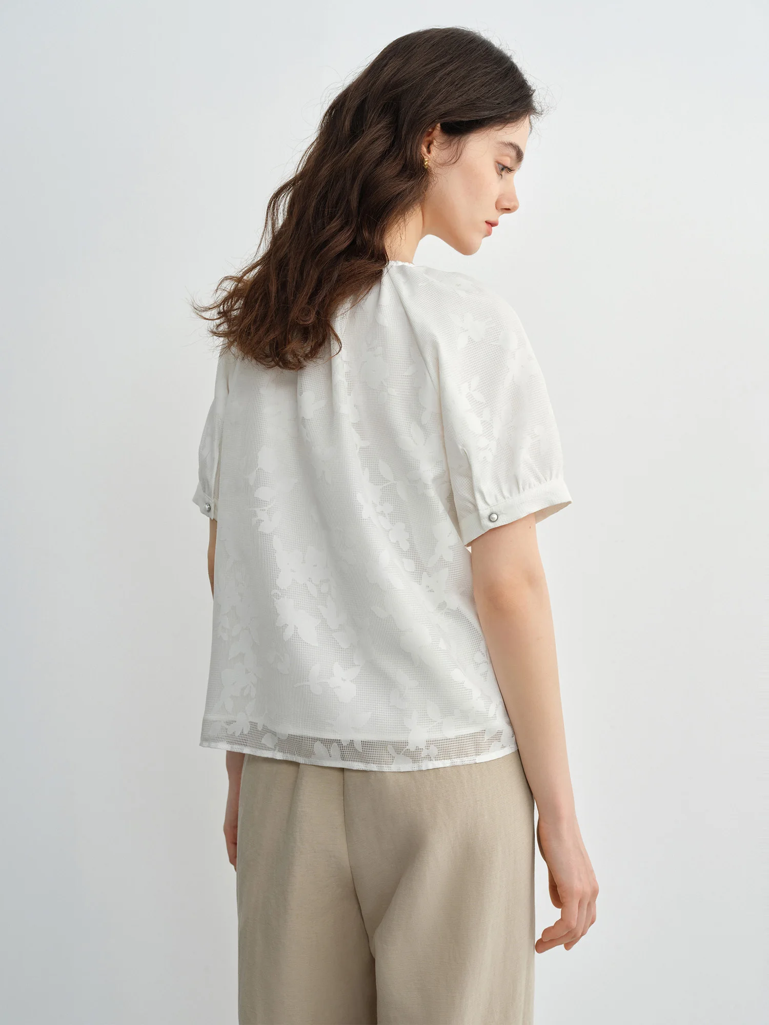 DUSHU 2025 Chemise d'été à manches raglan pour femme – Haut minimaliste à col en V avec mélange de coton respirant pour le bureau et le style chic