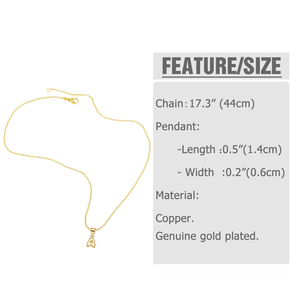 FLOLA Tiny Polished Initial Letter Pendant Necklaces For Women Custom Name Beads Chain Necklace Jewelry Gifts For Her nkeq67