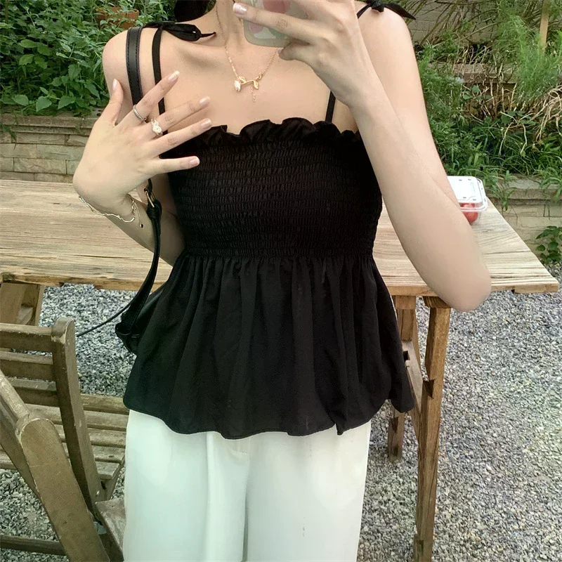 /HTF/Fashion Solid Color Women Hotsweet Basics Backless Casual Y2k Camis Sexy Clothes Elegant Top