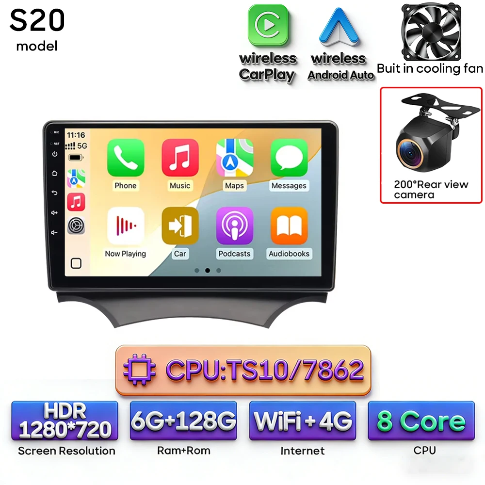 Android 16 voor Ford KA K2 2008 - 2014 Audioscherm Autoradio Videomultimediaspeler Carplay + Android Auto Navigatie GPS 2din