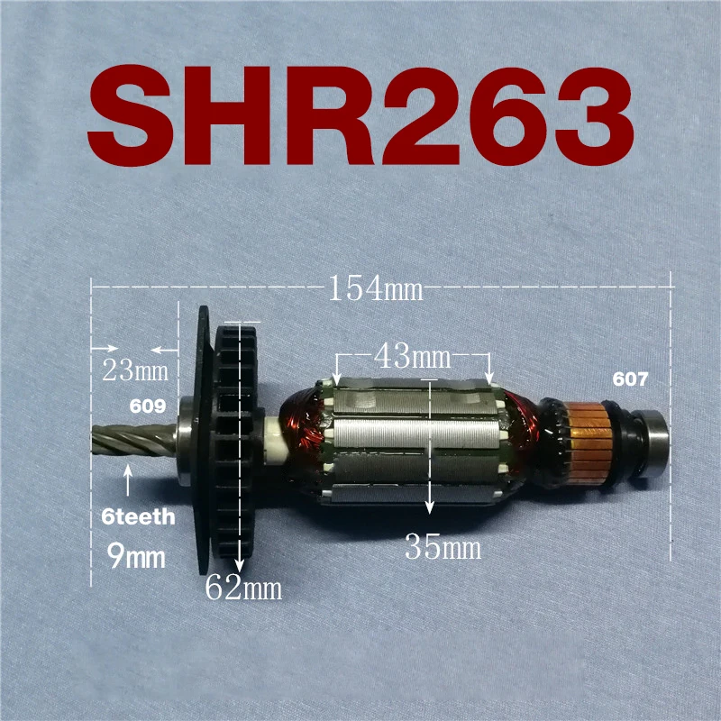 

AC220-240V SHR263 Armature Replacement Parts for STANLEY SHR263 Power Tools Hammer Impact Drill Armature Rotor Anchor Parts