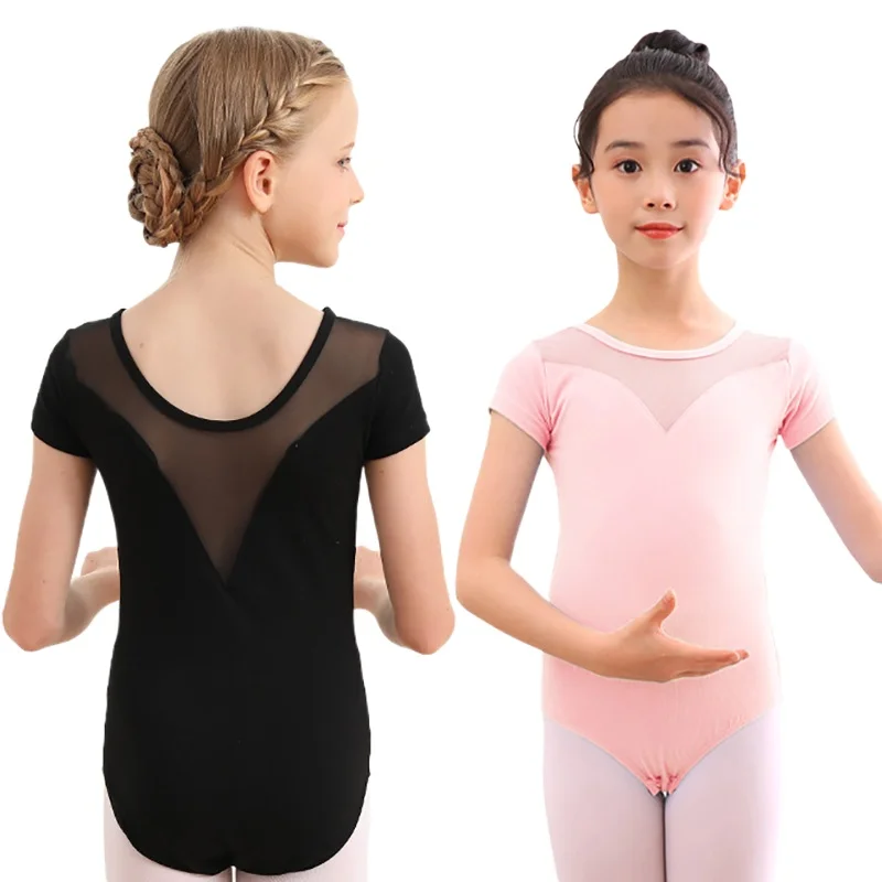 Collant de dança ballet com laço para meninas, manga longa e curta, trajes de ginástica, collant infantil, roupa dançante para criança, nova chegada