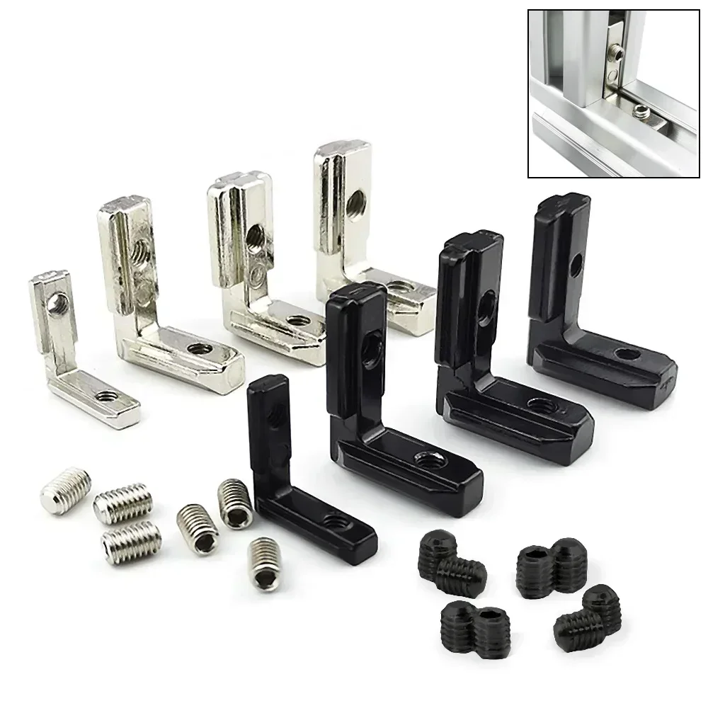 10Pcs 2020 3030 4040 4545 Series Inside Hidden Bracket L Shape Interior Corner Connector with Screws for Aluminum Profile