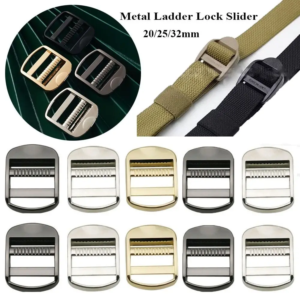 5pcs 3 Colors Metal Ladder Lock Hot sale 20/25/32mm Metal Belt Buckles Slider Adjust Buckles DIY Tactical Backpack Straps