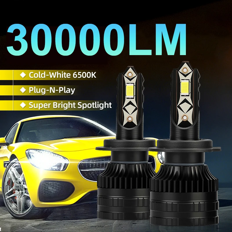 

NEW LED Headlights 180W Highlight 30000LM H7 High/Low Beam 3570 CSP Chip 6000K White super bright DC12V Auto HeadLamp