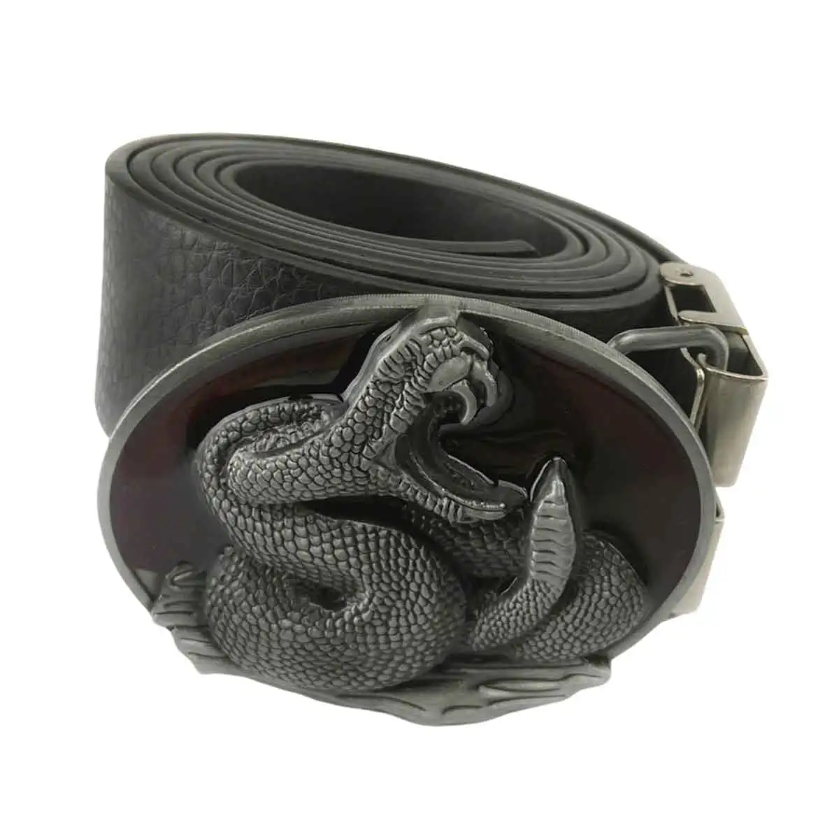 Picture 4: Blood-mouth Python Snake Belt Buckle - Retro Western Cowboy Style Embossed Red Belt Buckle for Men
