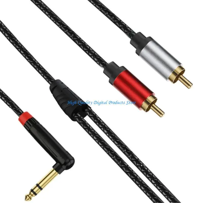 U2JE High Fidelities 6.35mm TRS to 2RCA Adapters Cable Aluminum Alloys Housing Double Layer Noise Reductions Design