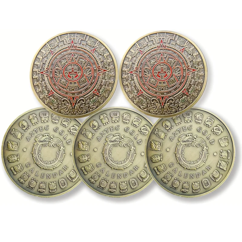 

10PCS Mayan Aztec Calendar Commemorative Challenge Coin Treasure Hunt Games For Kids And Adults Antique Collection Gifts