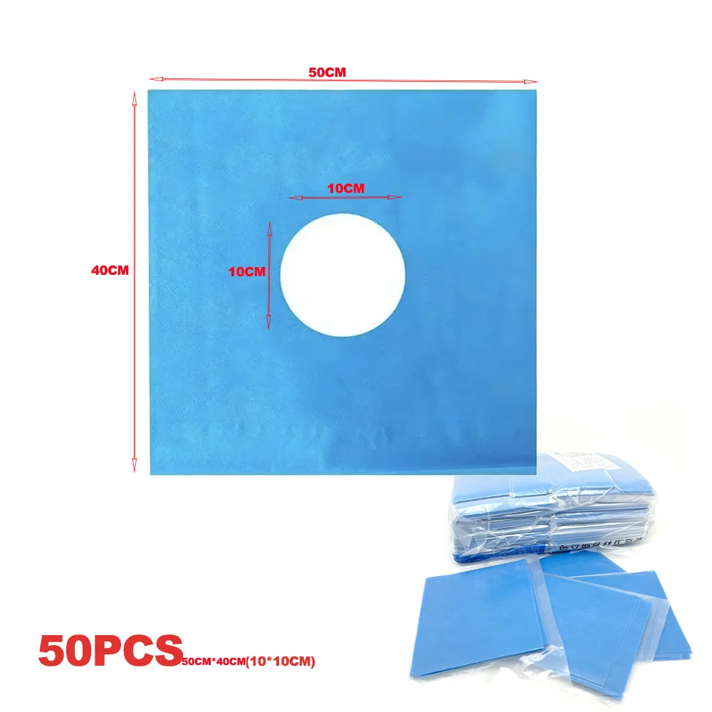Blue Disposable Nonwoven Sterile Dental Surgical Drape with Hole for Oral Procedures Individually Packaged