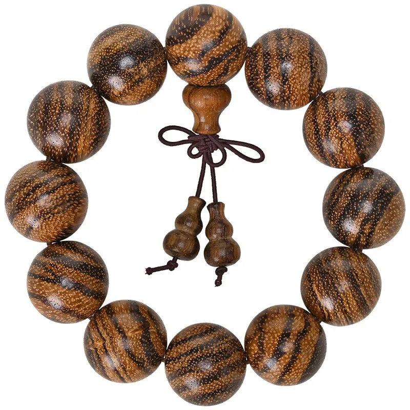 Chinese Style Natural Agarwood 20mm Beads Bracelet Lucky Blessing Wealth Attracting Feng Shui Prayer Jewelry For Women Men Coupl