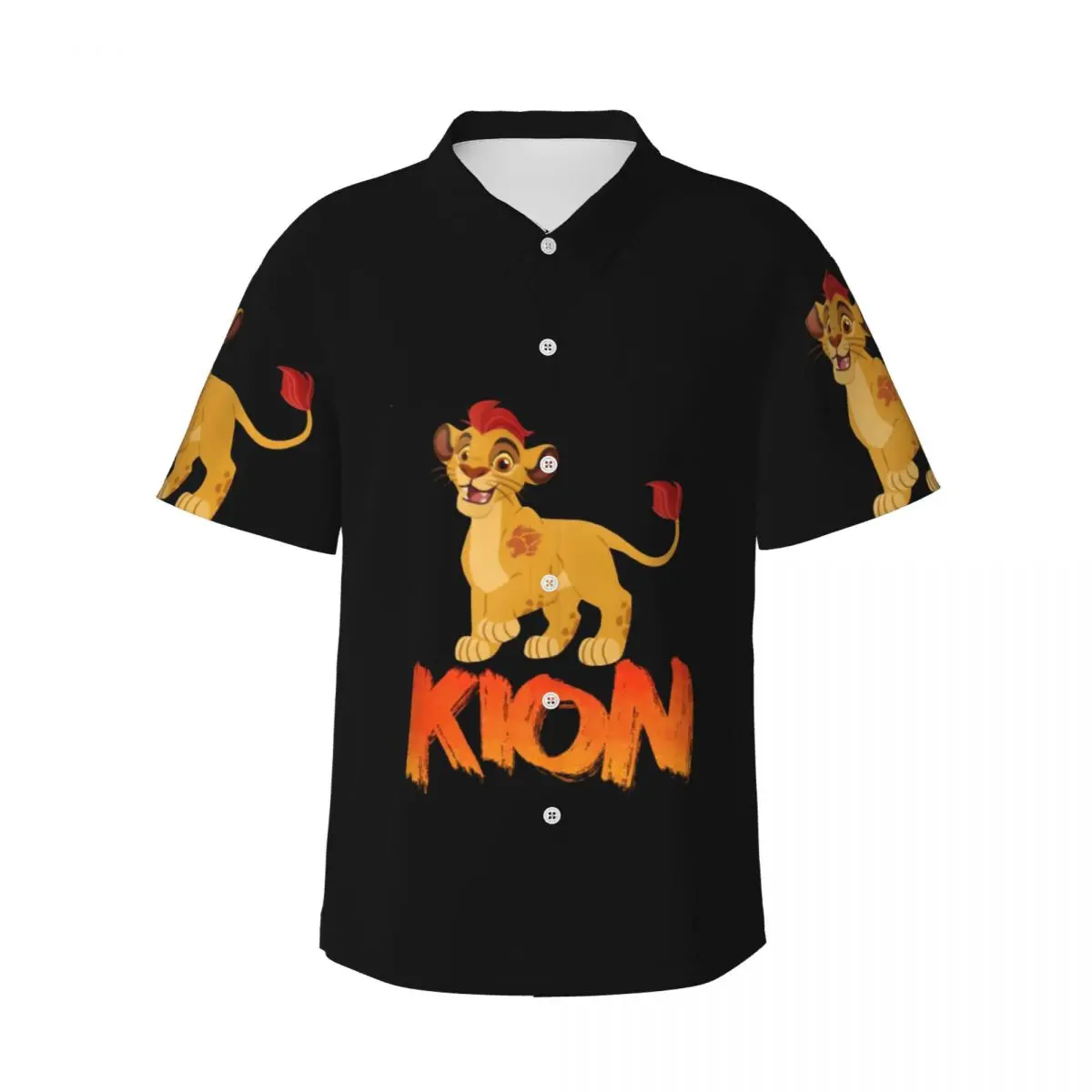 

Мужские рубашки Lion Guard Kion, гавайская рубашка с коротким рукавом, забавные топы на пуговицах для летнего пляжа